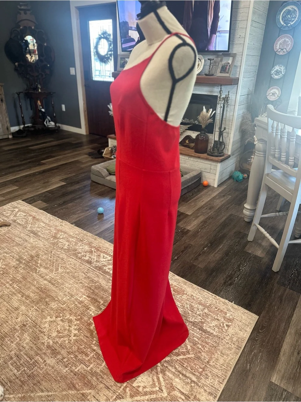 Abercrombie & Fitch One Shoulder  Maxi Dress Red Split Formal Wedding LT NWT